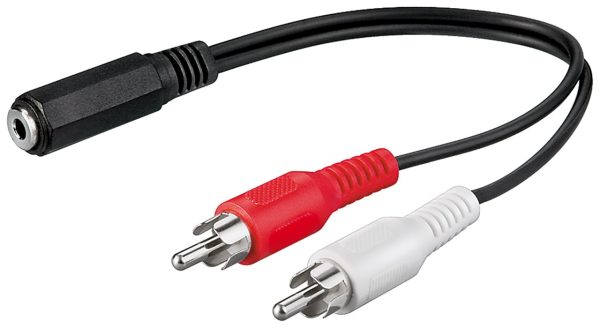 Minijack female - 2 x RCA (0,2 meter)